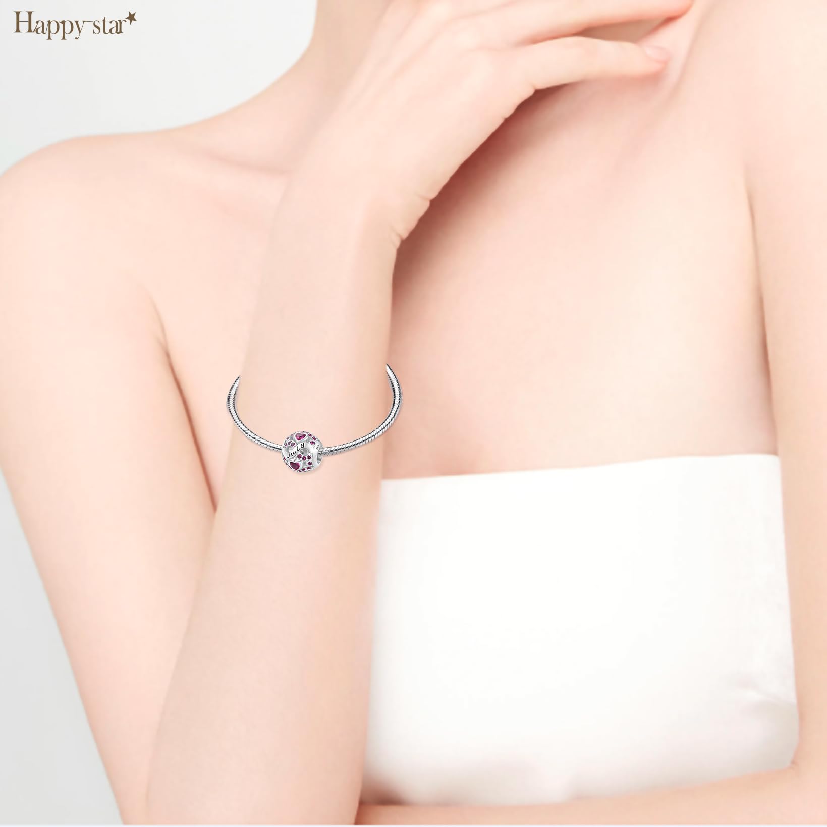 925 Sterling Silber Geburtsstein Charms Anhänger mit 5A Cubic Zirkonia Dangle Beads Charms,Openwork Perlen Liebesherz Anhänger für Pandora Europäische Charme Armband Schmuck