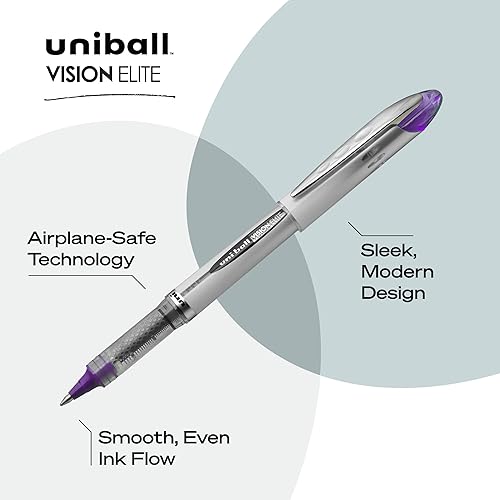 Miniatura 3 de uni-ball® Vision™ Elite™ Bolígrafos de tinta líquida de punta gruesa, 0.031 in, barril negro, colores de tinta surtidos, paquete de 8