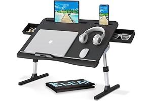 Adjustable Laptop Desk for Bed with Storage Drawers