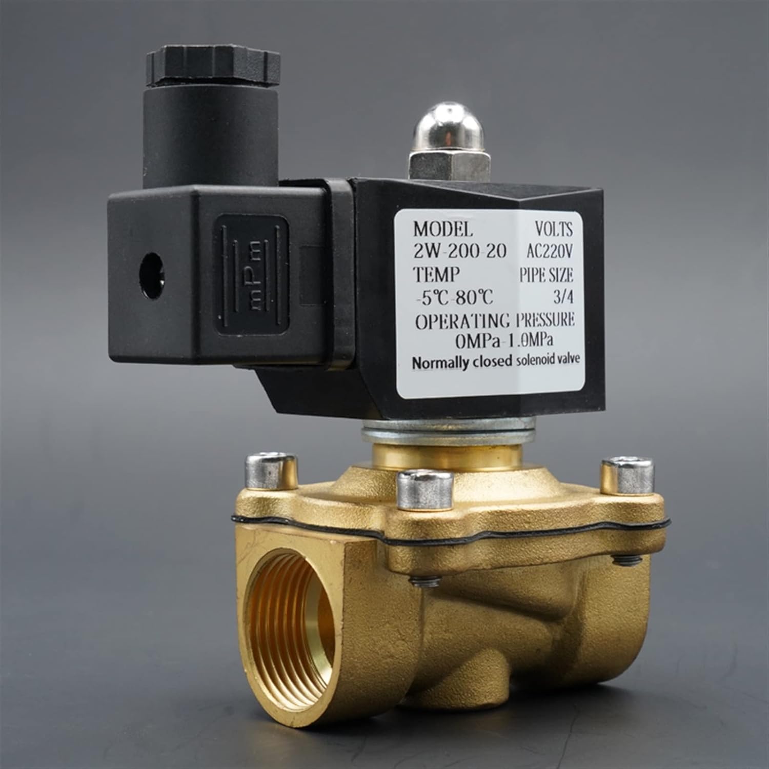 Valve Solenoid Valve Water Valve Normally Close Brass Valves 220V12V24V Air Water Gas Diaphragm Valve 1/4" 3/8" 1/2" 3/4" 1" 2"(Ac220v,1.25 Inch)