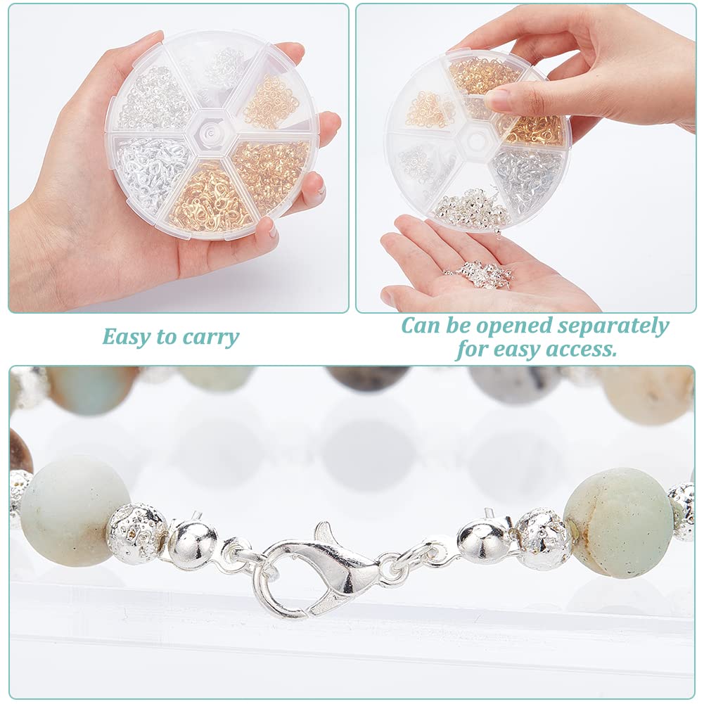 FEPITO Kit di creazione di Gioielli Chiusure per Aragosta in Argento e Oro Set di Anelli per Gioielli e Anelli di Salto Aperti con pinze