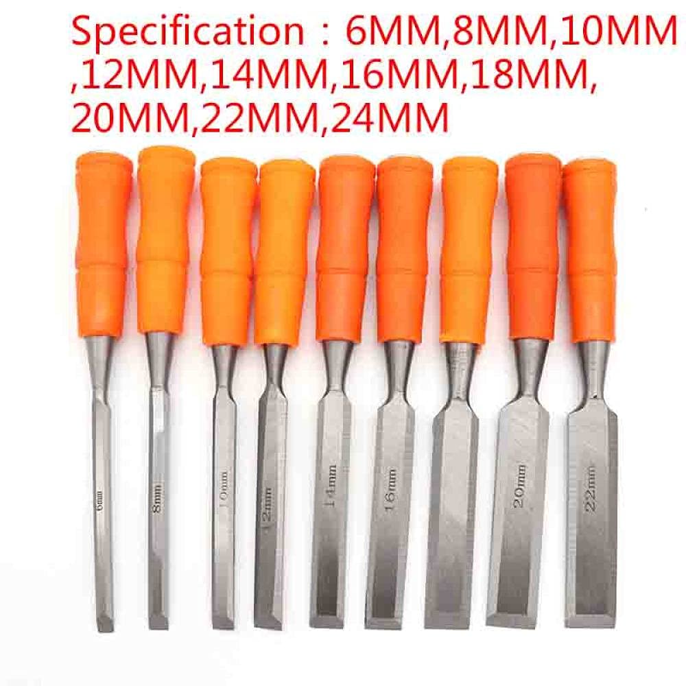 1 cincel de Acero de Alto Carbono de 6-24 mm para tallar Madera, Cuchillo de Talla Plano, gubias para Torno, Herramientas de Tallado a Mano, 16 mm，24mm