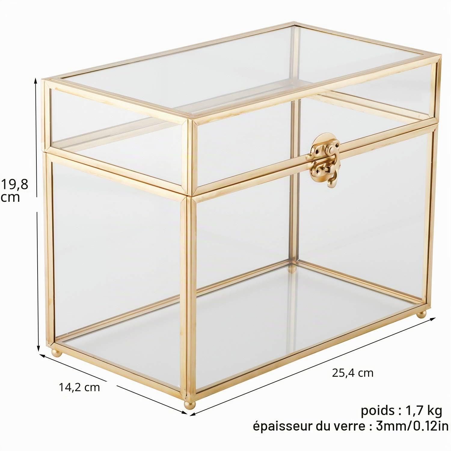 Homtone Grande boîte à cartes en verre faite à la main, rectangulaire en forme de terrarium géométrique en verre transparent pour réception de mariage, Wishwell, souvenir et décoration d'intérieur
