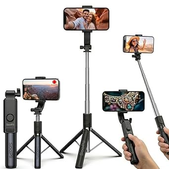 K1 Selfie Stick Tripod Light Weight, 28 inch / 70CM Reinforced Tripod for Mobile Phone, Multi-Functional Bluetooth 3in1 Long Selfie Stick for Travel,Vlogging,Compatible with iPhone and All Smartphones