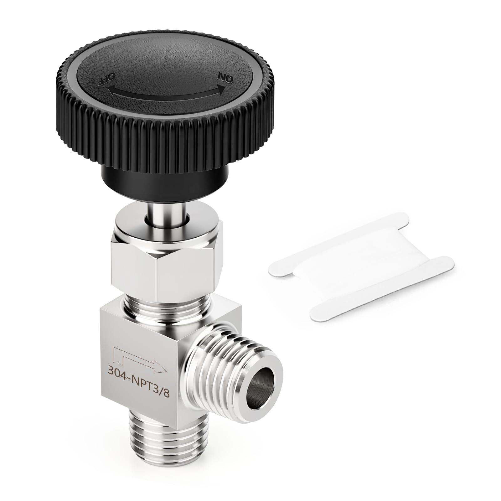 Válvula de aguja de acero inoxidable 304 de 90 grados NPT macho 3/8