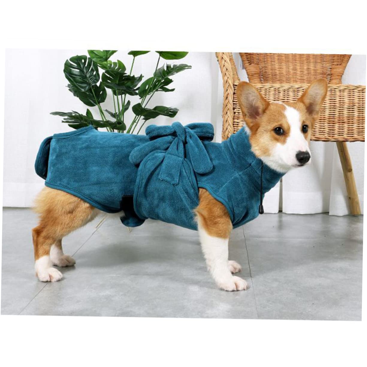 Hundebademantel Schnelltrocknend mit Taillengürtel, Nylon Polyester | Grün, für 2-15kg, Weich und Warm, für Hund und Welpe, Leicht zu Reinigen