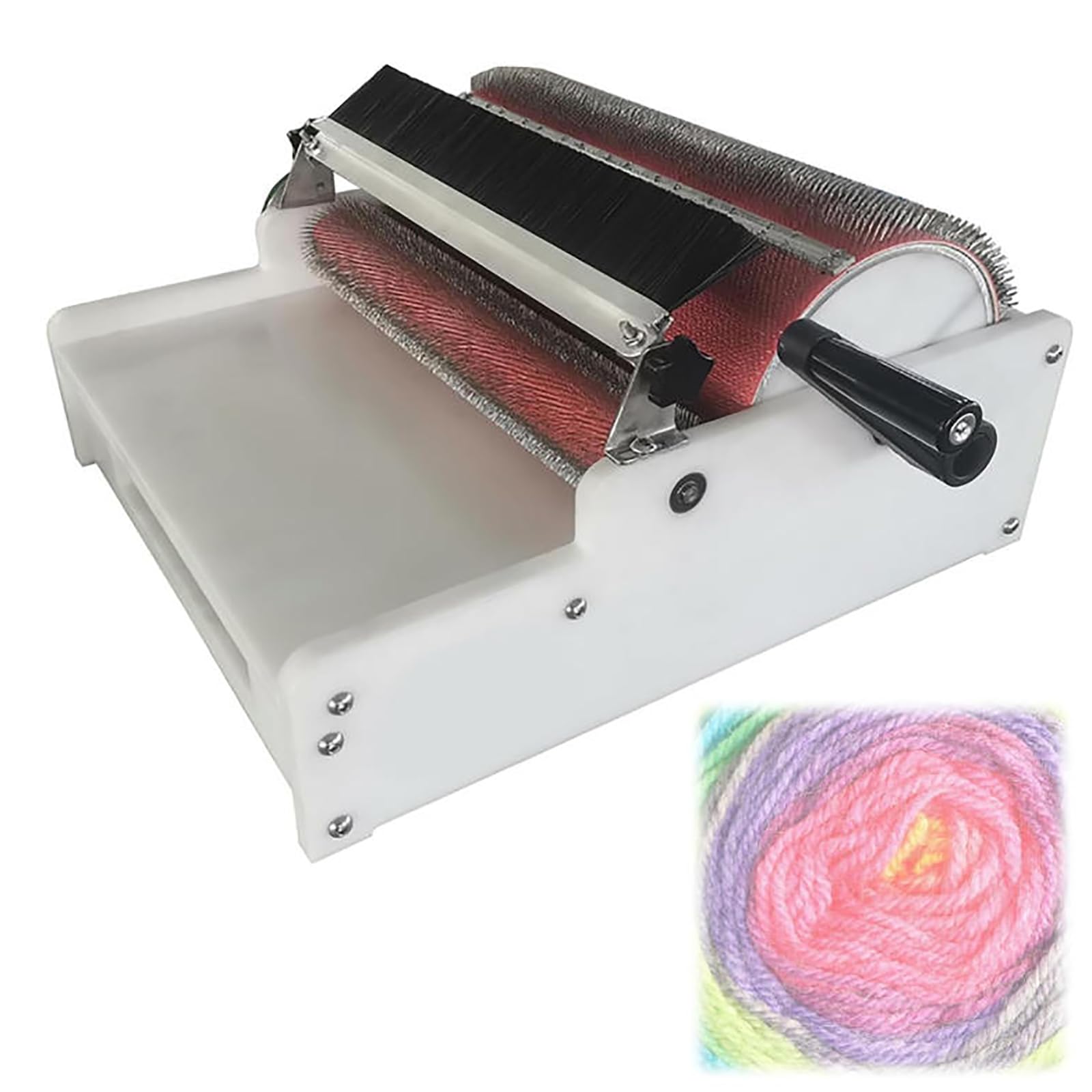 Jybnbbe As Shown Manual Wool Carding Machine, Hand Crank Drum Carder, 8 Inch Cylinder, For Carding Fibers, Felt Making