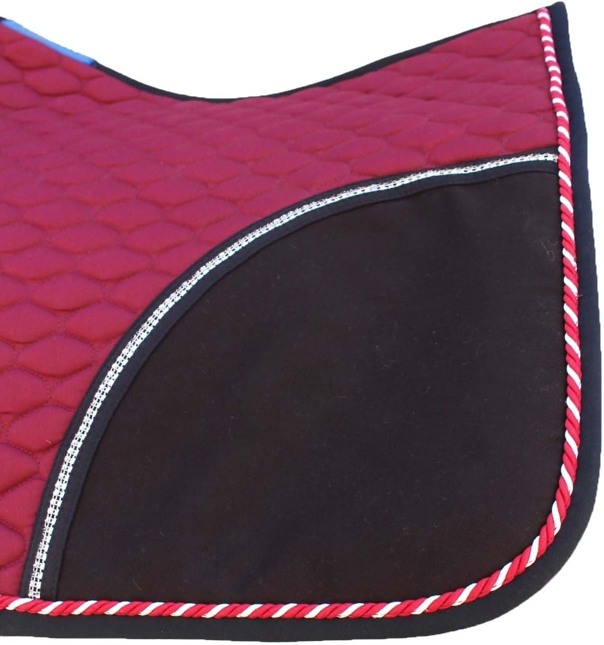Horse Cotton All Purpose Show Quilted English Saddle PAD Trail Burgundy 72F31