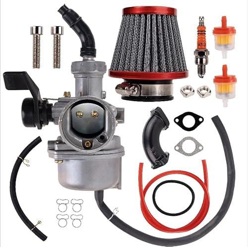 BlueStars PZ22 Carburetor Kit - Compatible with 110cc 125cc SSR CRF50 Predators TaoTao Coolster Apollo RFZ Coleman ATV Dirt Bike - w/ 38mm Air Filter Intake Pipe Fuel Filter Line Gaskets Spark Plug