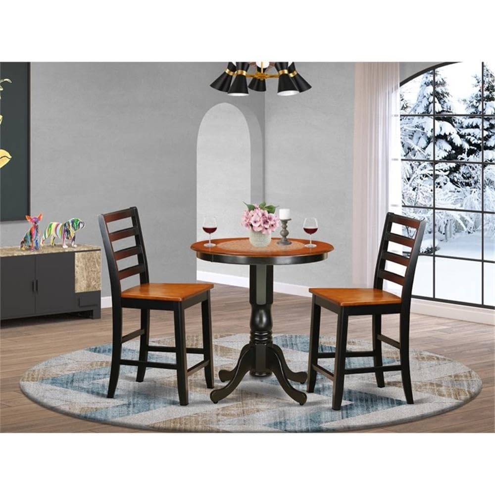 East West Furniture Set da 3 pezzi con tavolo da pub e 2 sgabelli da bar da cucina