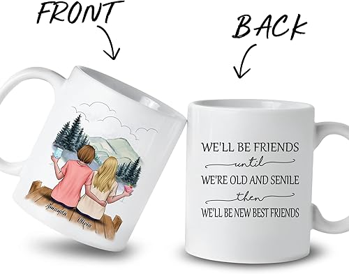 Miniatura 2 de Gossby Taza de café personalizada para hermana, regalo personalizado para hermana de 2 hermanas con diseño, nombre, cumpleaños, Navidad, regalo para