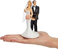 Vista 4 de Juvale Funny Wedding Cake Topper, Bride Tied Up Groom Couple Figurine Decorations (2.6 x 4.6 x 2.3 In Wedding Cake Toppers)