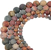 Vista 1 de Cuentas de piedra de jaspe Picasso natural mate de 0.236 pulgadas (0.236 in), piedras preciosas redondas sueltas para hacer joyas y pulseras, piedra