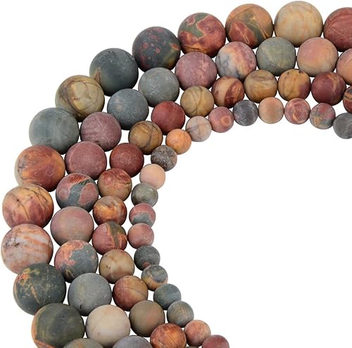 Miniatura 1 de Cuentas de piedra de jaspe picasso mate natural de 0.315in, cuentas redondas sueltas para hacer joyas, pulsera, piedra energética, poder curativo, 1