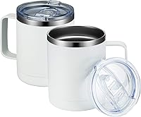 Vista 173 de MEWAY 12oz Coffee Mug With Handle 8 Pack Bulk,Stainless Steel Insulated Travel Tumblers With Sliding Lid,Double Wall Vacuum Camping Cup for Hot &