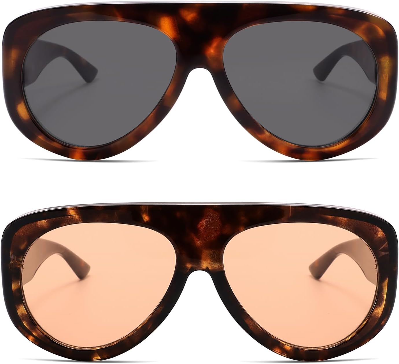 Trendy Aviator Sunglasses Womens Mens Retro 90s Rectangle Wrap Shades Oversized Style AR82372 - Image 3