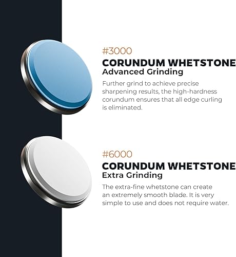 Miniatura 4 de Kit de afilador de cuchillos, juego de afilado premium con disco de piedra de afilar de corindón extra fino # 3000 # 6000 y cuero Strop es adecuado