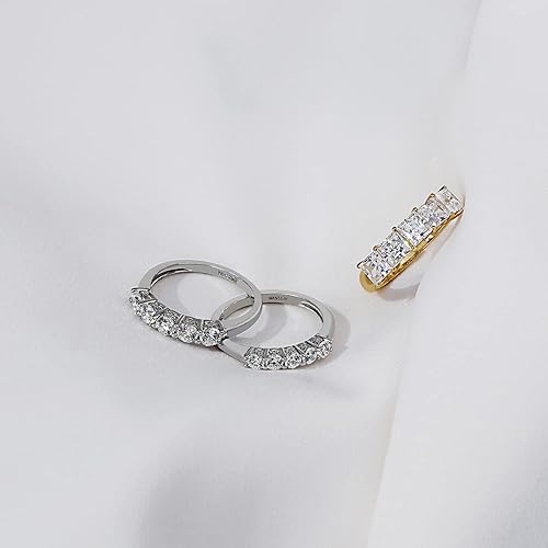 Miniatura 4 de Tienda Essentials Anillo de plata de ley chapada en platino o oro con 5 piedras de corte princesa hecho con circonitas Infinite Elements