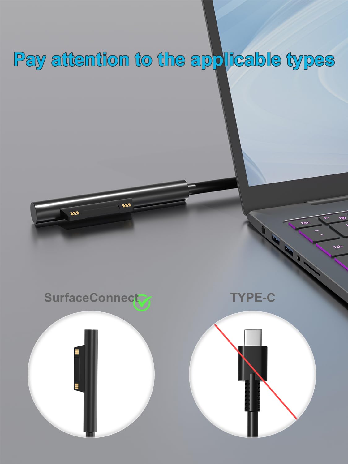 127W Surface Ladekabel Netzteil Kompatibel mit Microsoft Surface/Laptop Studio/Go 3 2 1 Surface Book 3/2/1 Surface Pro 10 9 8 7 7+ 6 5 4 3 Surface Laptop 7 6 5 4 3 2 1 Windows Notebook