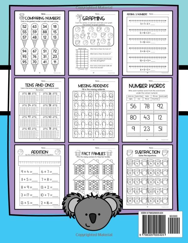 First Grade Review Summer Math Workbook: Prep for Second Grade Math Activity Practice Book, Addition, Subtraction, Graphing, Measurement, Shapes, Telling Time, Etc. - Image 2