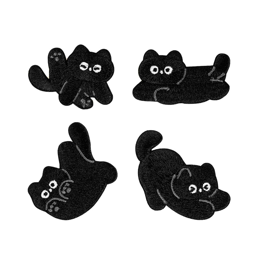 Buer Homie Self-Adhesive Embroidered Patches,4 Patterns (Cats)