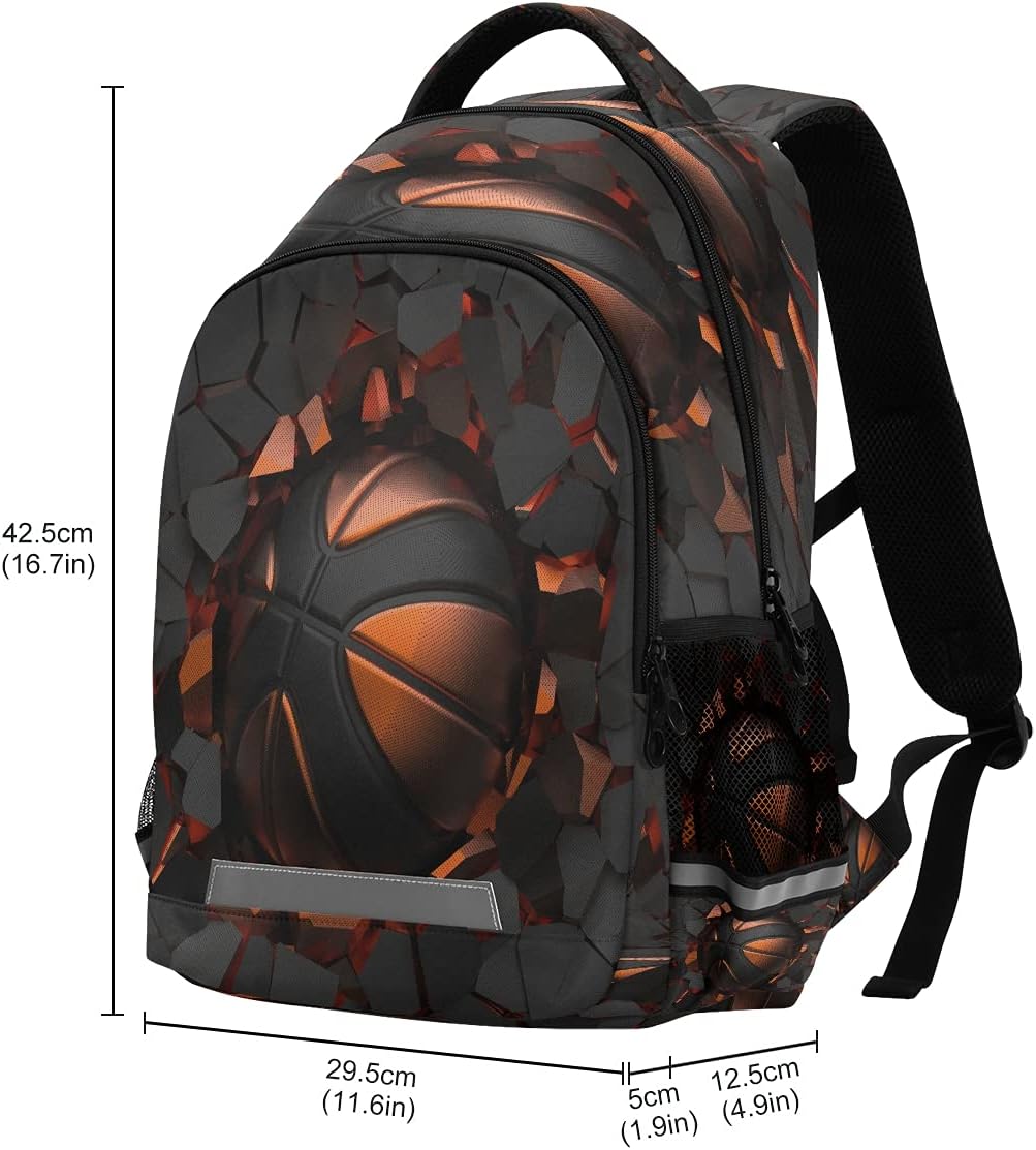 Art Painting Sport Basketball Crash Backpack School Bookbag Laptop Purse Casual Daypack for Teen Girls Women Boys Men College Travel - Image 3