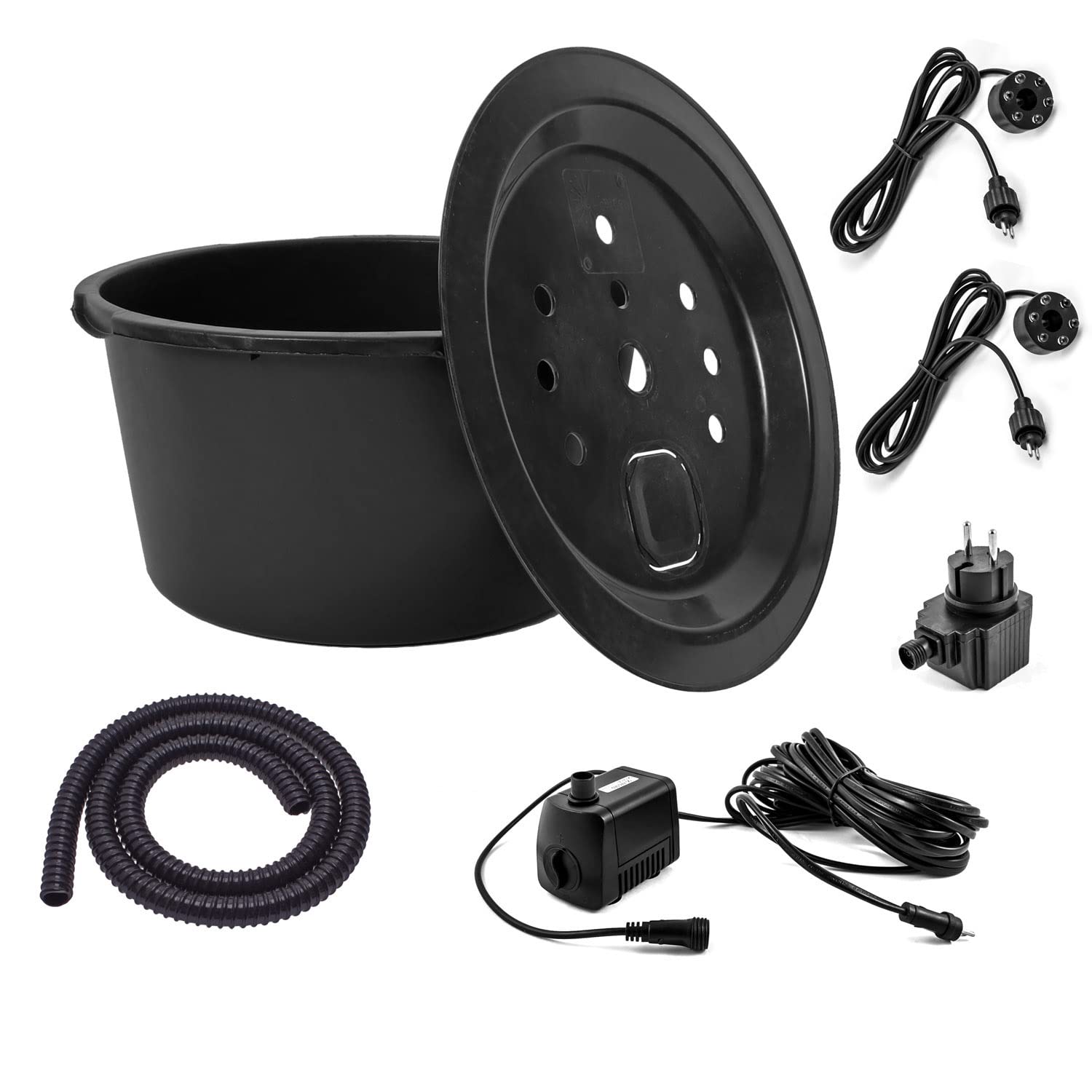 CLGarden Cortenstahl Kugelbrunnen CSB50 Gartenbrunnen Wasserspiel Rost Kugel Springbrunnen mit LED Beleuchtung