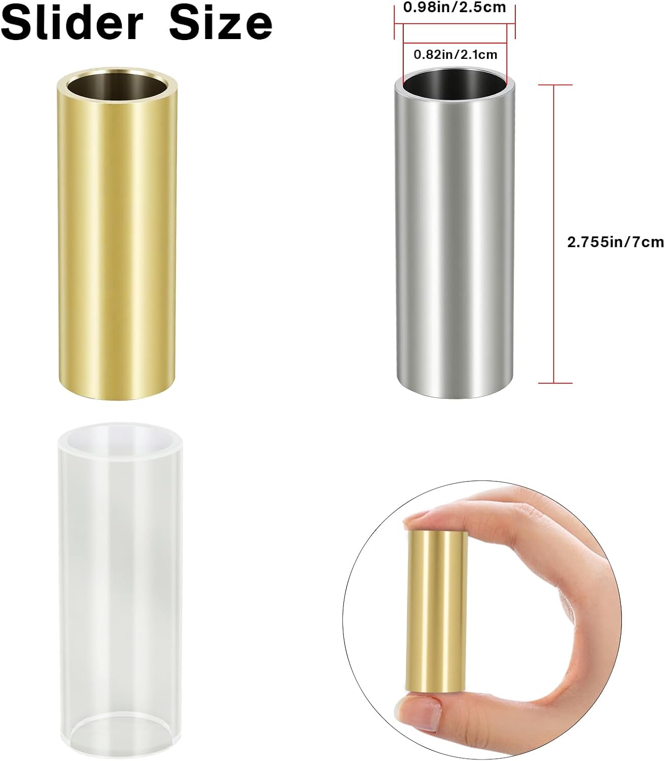 EASTROCK Large Guitar Slides Set,Includes Glass/Stainless Steel/Brass Slides,4 Thumb/Finger Picks, 6 Celluloid Picks,Capo，Organizer Box，Suitable for Acoustic/Electric Guitar,Bass.