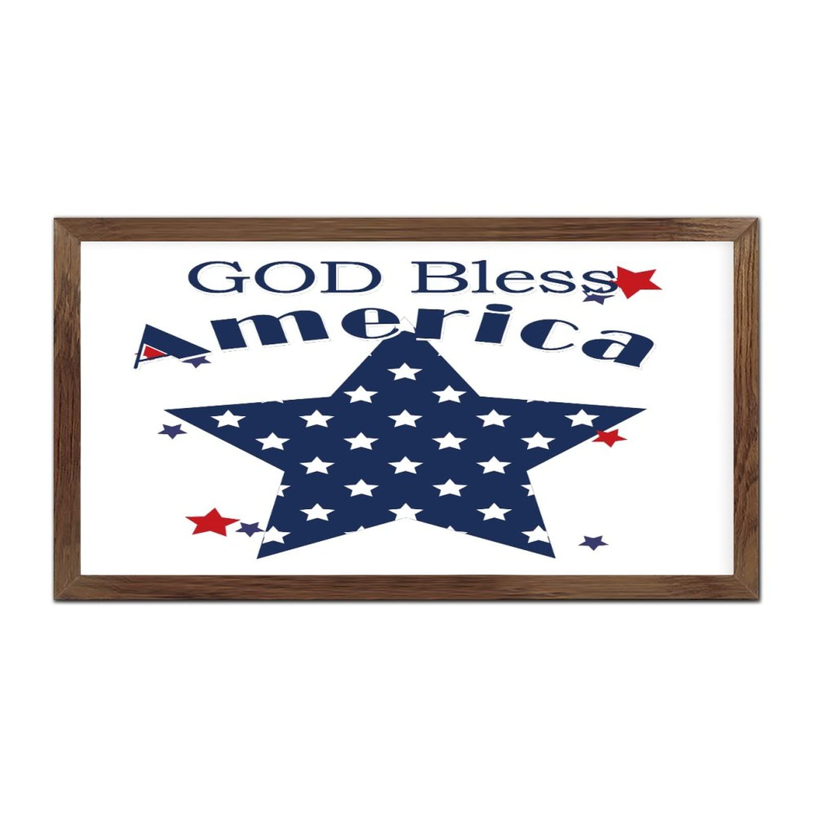 Panneau 4th of July God Bless America cadre bois salle de bain rétro