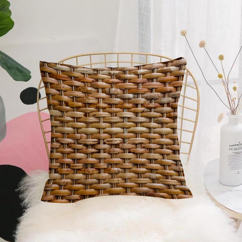 HYMSXW Cushion Cover,Throw Pillow Case Home Decorative for Living Room Bedroom Sofa Chair 20X20 Inch,Handmade wicker weaving,weaving complex patterns of wickers, showing natural wo,Pillowcase 50X50cm