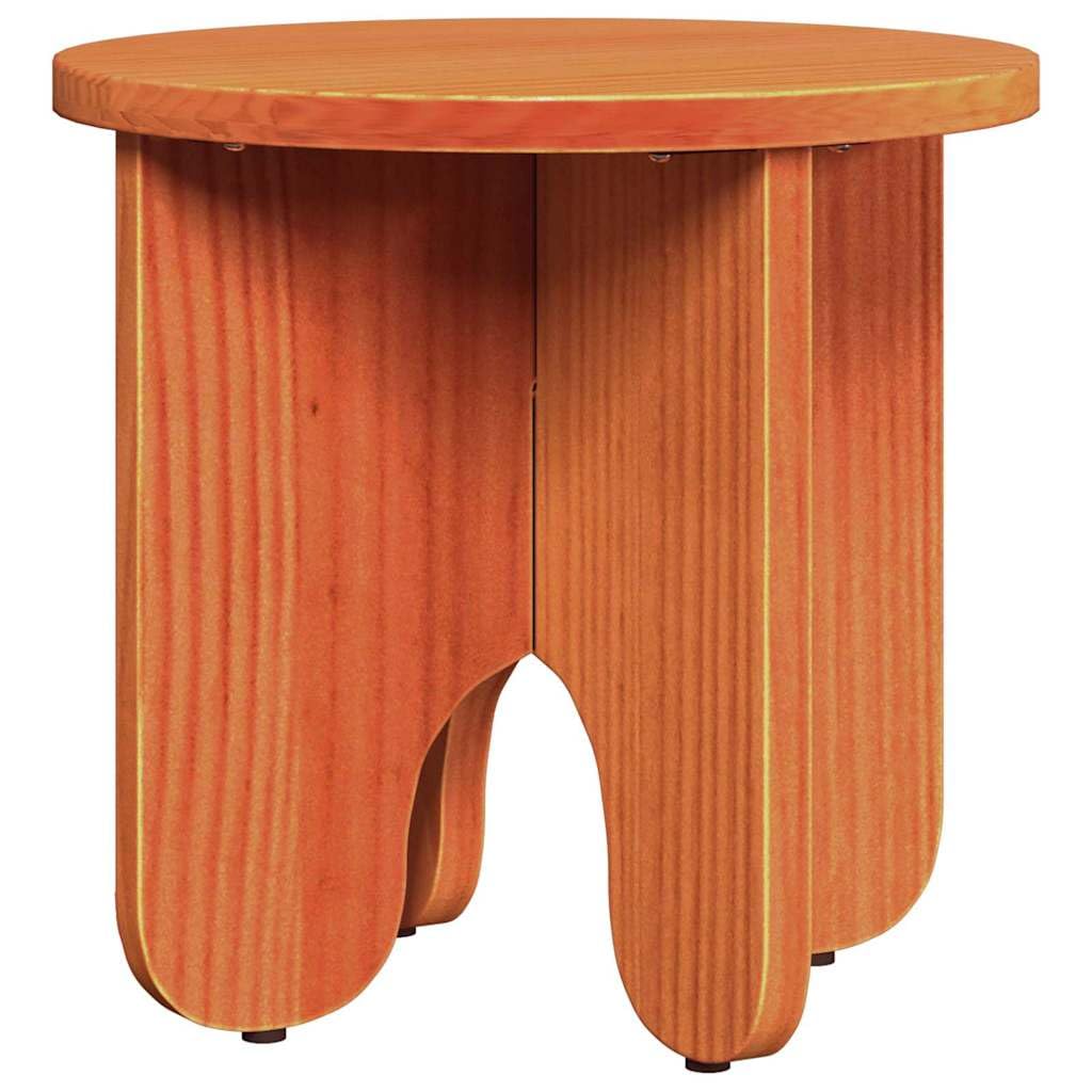 Juego de mesa de café de 2 piezas, color marrón cera, madera maciza de pino, diseño redondo para salón, mesa auxiliar moderna, fácil montaje, duradera