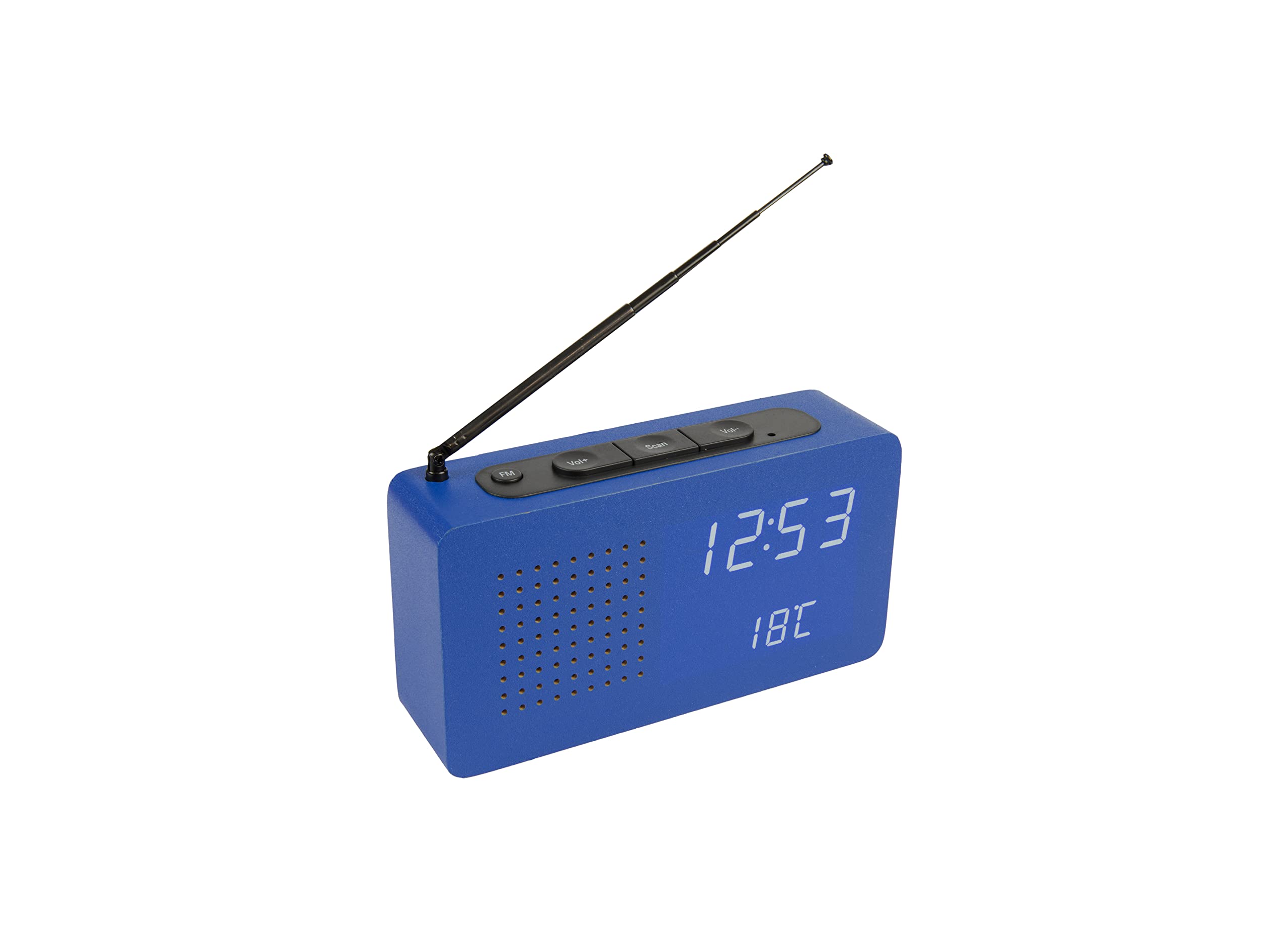 Fisura Radio Alarm Clock Portable Desktop Radio Digital Alarm Clock with Radio 17.7 x 4.5 x 9 cm Material: Wood (Blue)