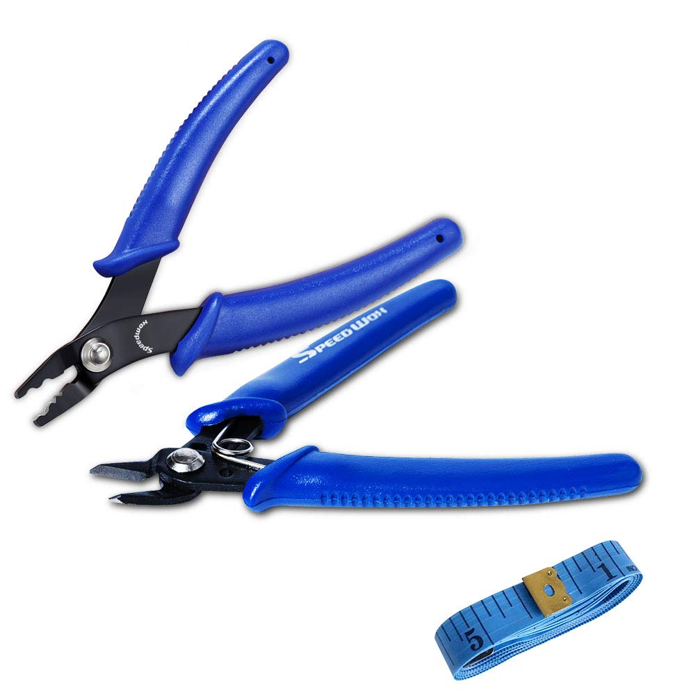 Speedwox Blue Bead Crimp Tool Kit Wire Cutters Pliers Flush Cut Soft Tape Measure Double Scale For Jewelry Making Tool Beading Pliers Set Diy Hobby Craft