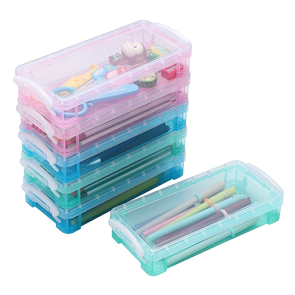 Trousse à Crayons Transparente 6 Compartiments – Grande Capacité Pour Fournitures Scolaires Ou De Bureau (Vert)