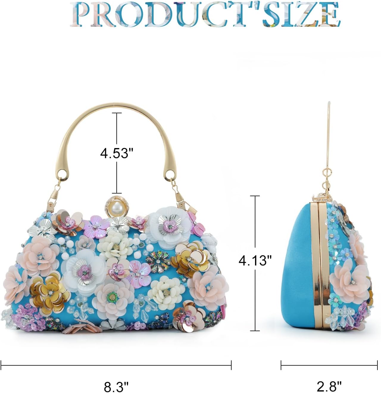 Fecialy Flower Clutch Purse Women 3D Floral Evening Handbags Chain Strap Shoulder Bag for Formal Party Bride Wedding