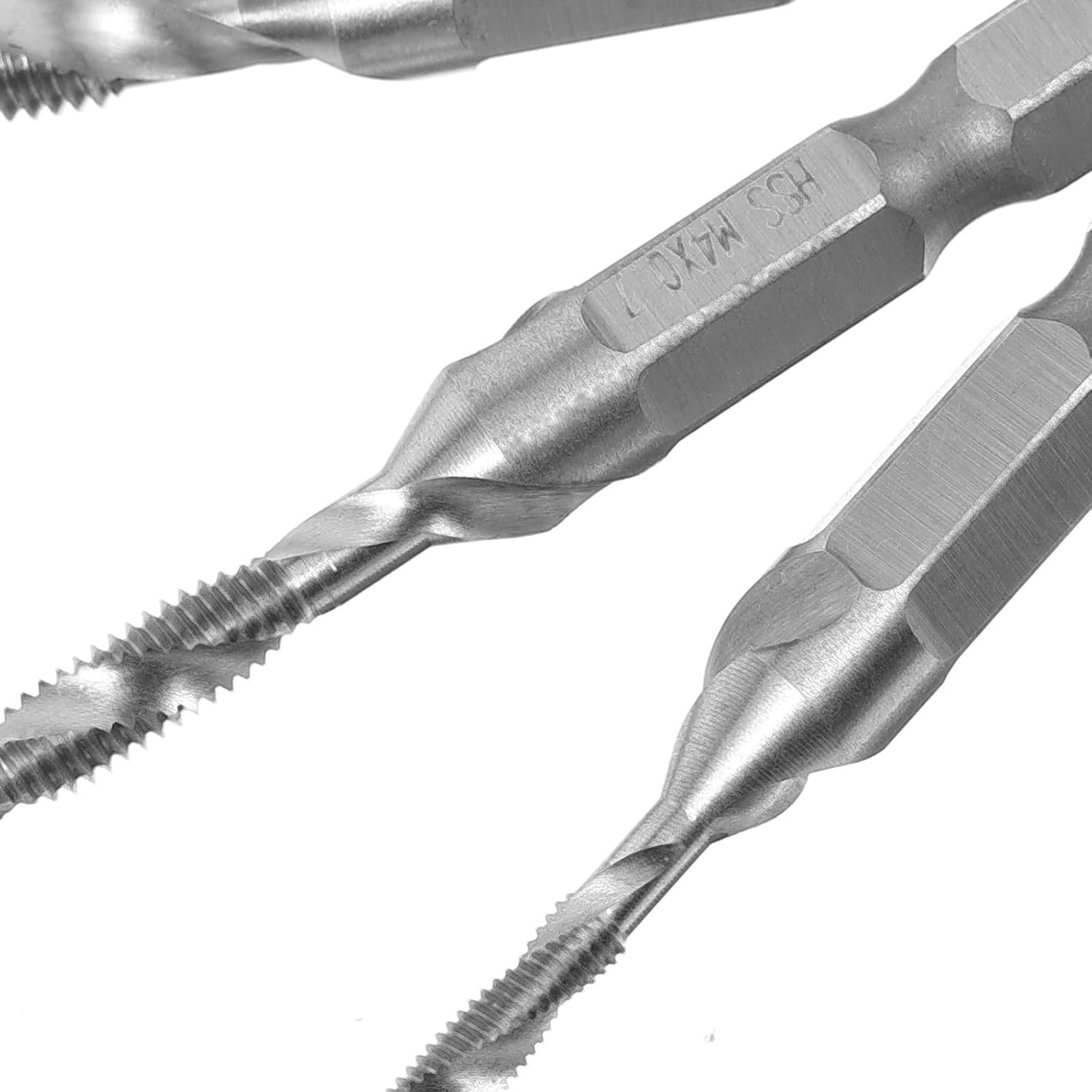 6pcs Hss Side Cutting Tap Set M3x0.5 Spiral Composite Threading Drill Bits for Metal Wood Glass, High-Speed Steel Multifunctional Taps with Chamfering for Industrial Use