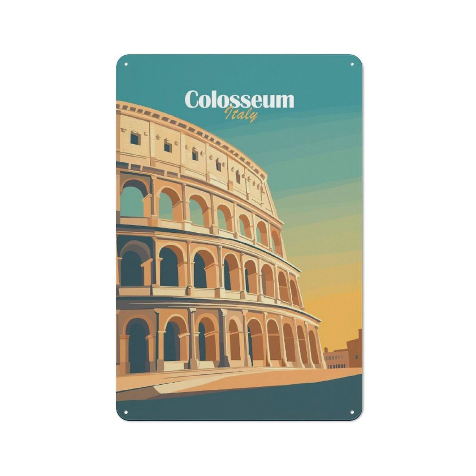 Colosseum Italy Tin Sign 30x20cm, Vintage Home Bar Decor for Cafe, Pub, Workshop Or Home Bar, for Relaxed Wall Styling