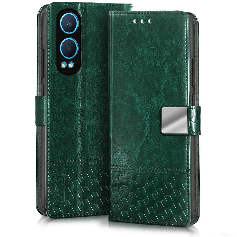 FLIPPED Hand Stitched Honeycomb Dual Design Back Flip Cover Case for 1+ OnePlus Nord CE 4 Lite 5G (Shock Proof | Leather Finish | Wallet Case Card Holders & Stand) - Tanned Green (B0D86XXNRB) Amazon Price History, Amazon Price Tracker
