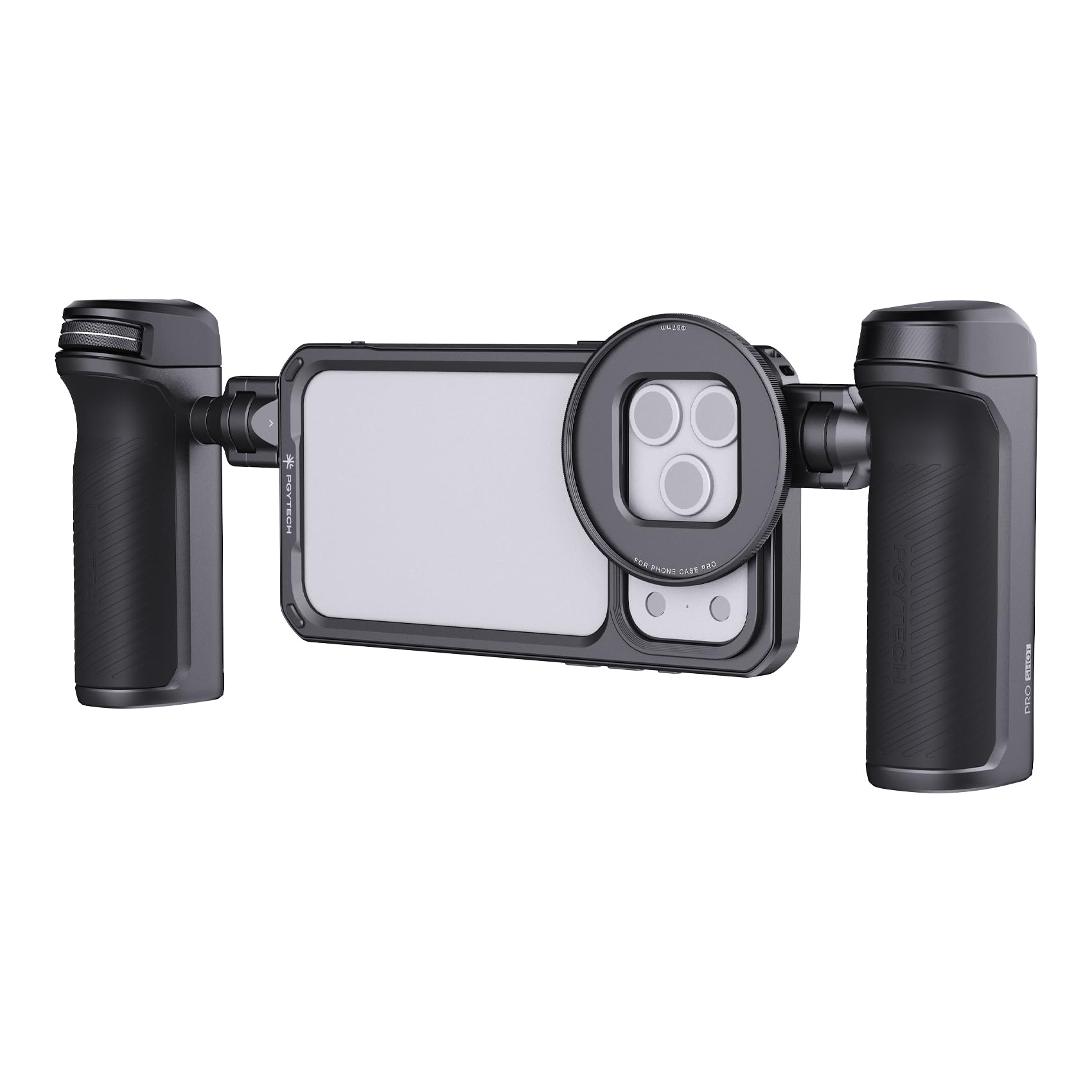 PGYTECH ProShot Kit Cage Vidéo pour Smartphone, Stabilisateur Professionnel pour Vlog en Aluminium avec Double Poignée à Libération Rapide & Commande Bluetooth sans Fil pour iPhone 17 Pro