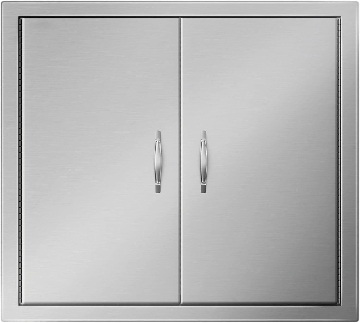Mophorn Outdoor Kitchen Doors, 26W x 24H Inch BBQ Access Door Stainless Steel, Double Door with Handles Flush Mount for BBQ Island and Outdoor Grilling Station 26inch x 24inch Door