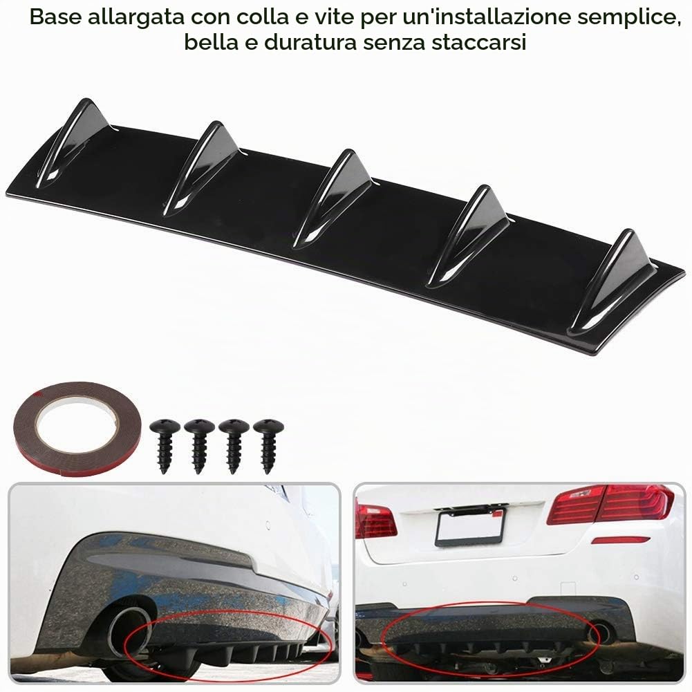 Qii lu universale Diffusore alette di squalo Splitter per Labbra Spoiler paraurti Posteriore Auto Diffusore Pinna di Squalo Pinna Stile Shark Fin Diffusore Paraurti posteriore