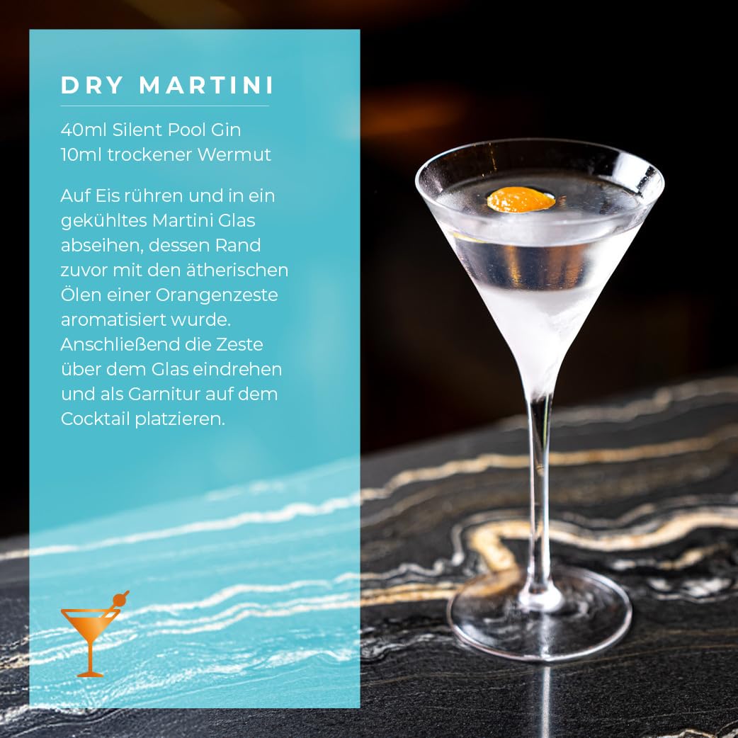 SILENT POOL - Ultra-Premium London Dry Gin – preisgekrönt, handgefertigt in England - Vielschichtig, duftend, ausgewogen - 24 Botanicals - Perfekt auf Eis - ideal als Geschenk - 43% vol., 70 cl.
