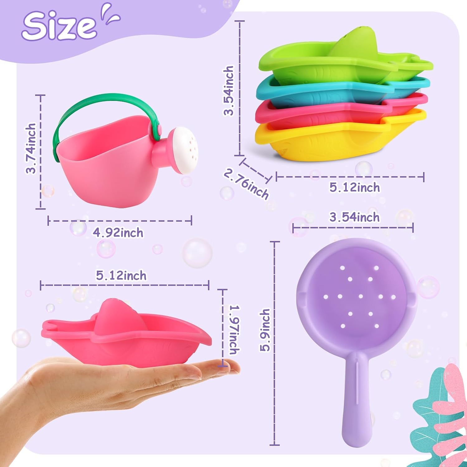 Fajiabao Bath Toys for Kids Ages 1-3 Toddler Bath Toys Mold Free for 2-4 Stacking Boat Water Table Pool Sand Bathtub Sensory Toys for Girls Boys Gifts