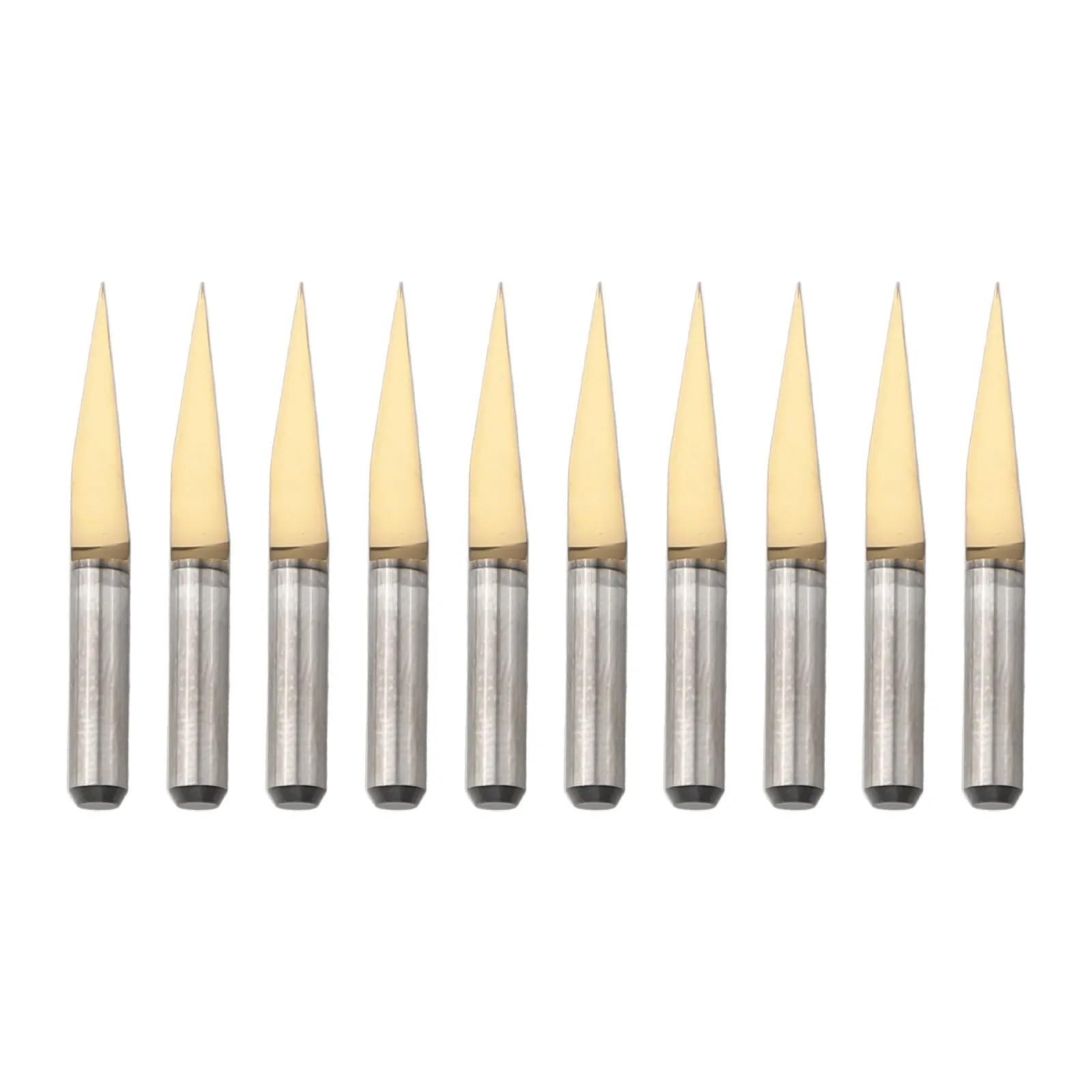 10pcs 1/8 Inch Shank Carbide Engraving Bits, 10 Degree 0.1mm PCB Engraving Router Tool Titanium Coating V Groove Flat Bottom Engraving Drill Bits