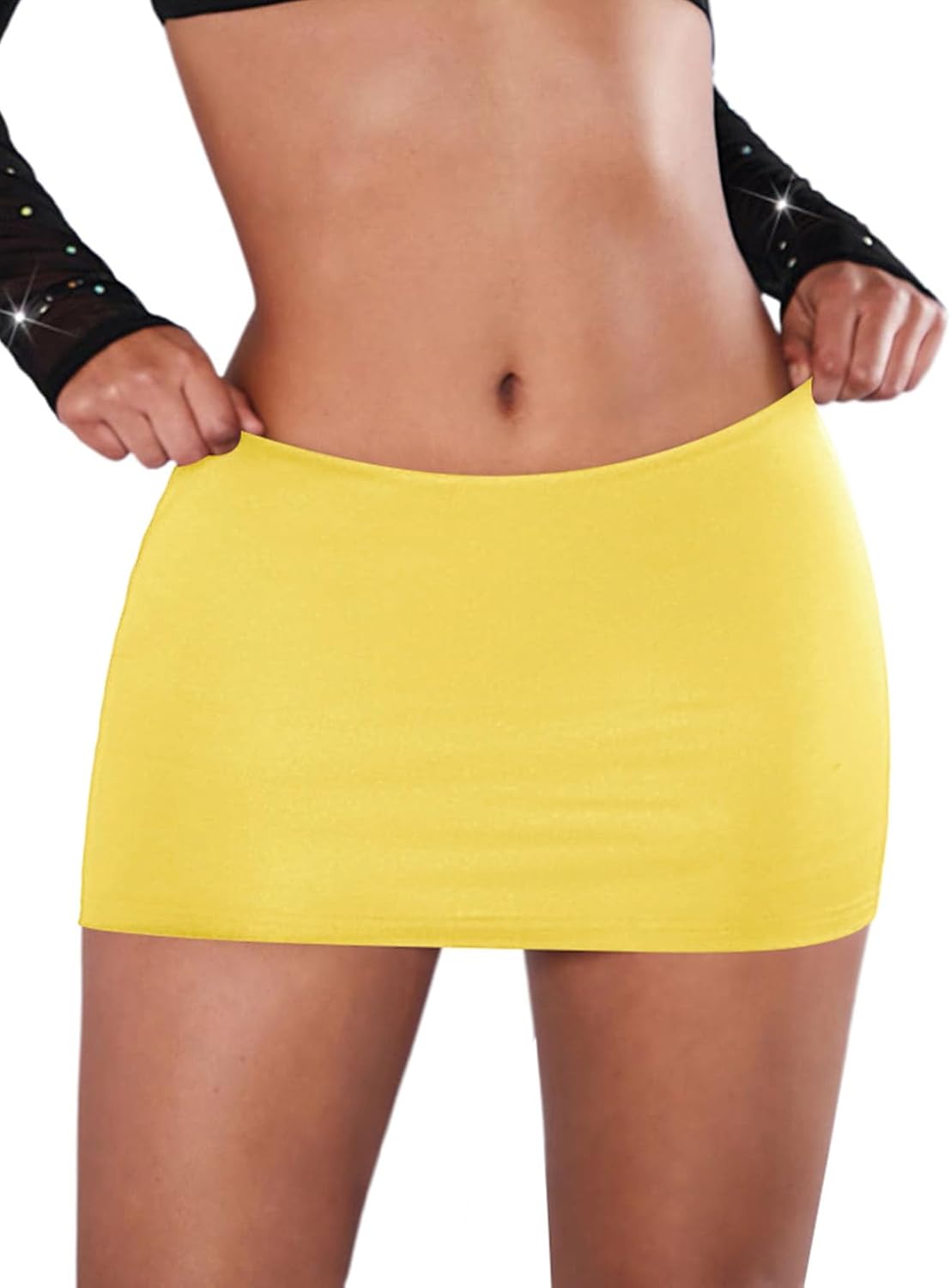 SweatyRocks Women's Casual Elastic Waist Solid Bodycon Mini Skirt Streetwear