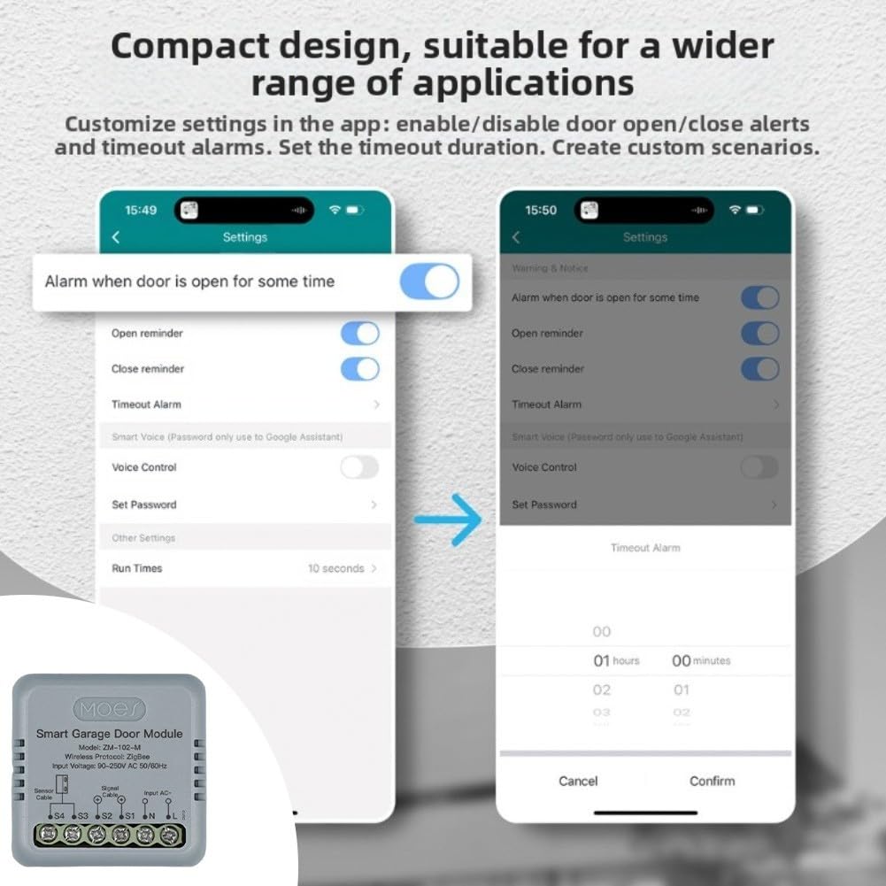 Ouvre-Porte de Garage Connecté Wi-FI, pour Smart Home Switch pour ZigBee pour Alexa pour Tuya, Smart Switch App Minuteur Commutateurs vocaux on/Off