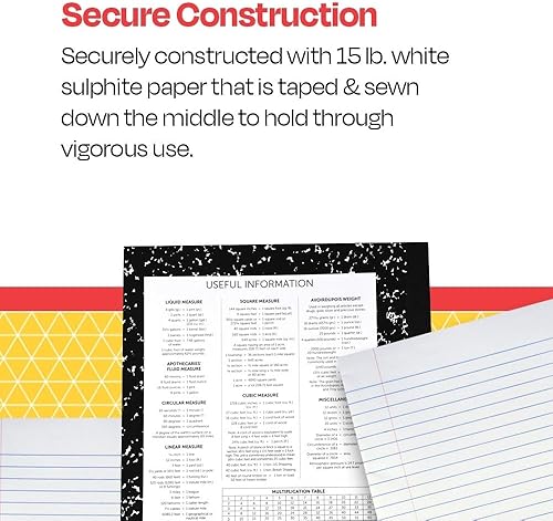 Miniatura 7 de School Smart Libro de composición a rayas de cubierta flexible, 60 hojas, 9-34 x 7-12 pulgadas