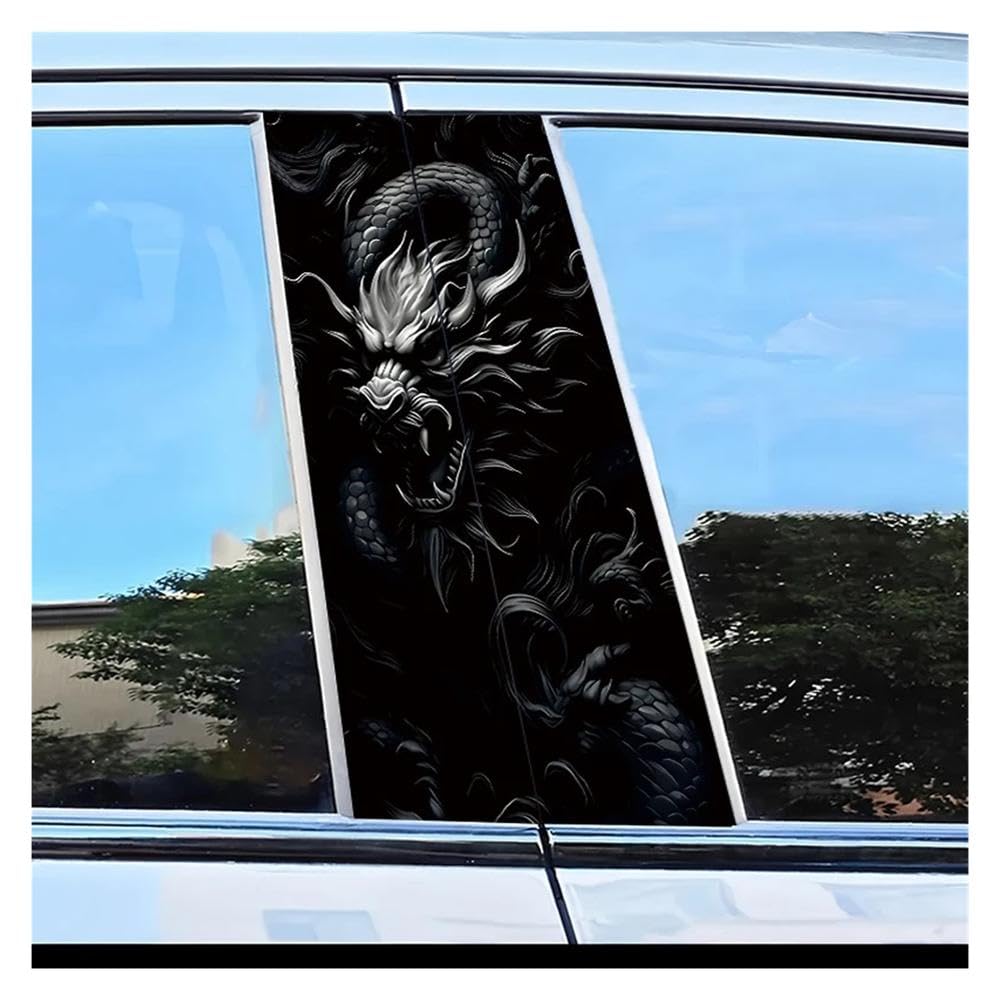 Dabhuoc One Color Car Parts 2Pcs Car Center Column Decal Dragon Scratch Resistant Personalized