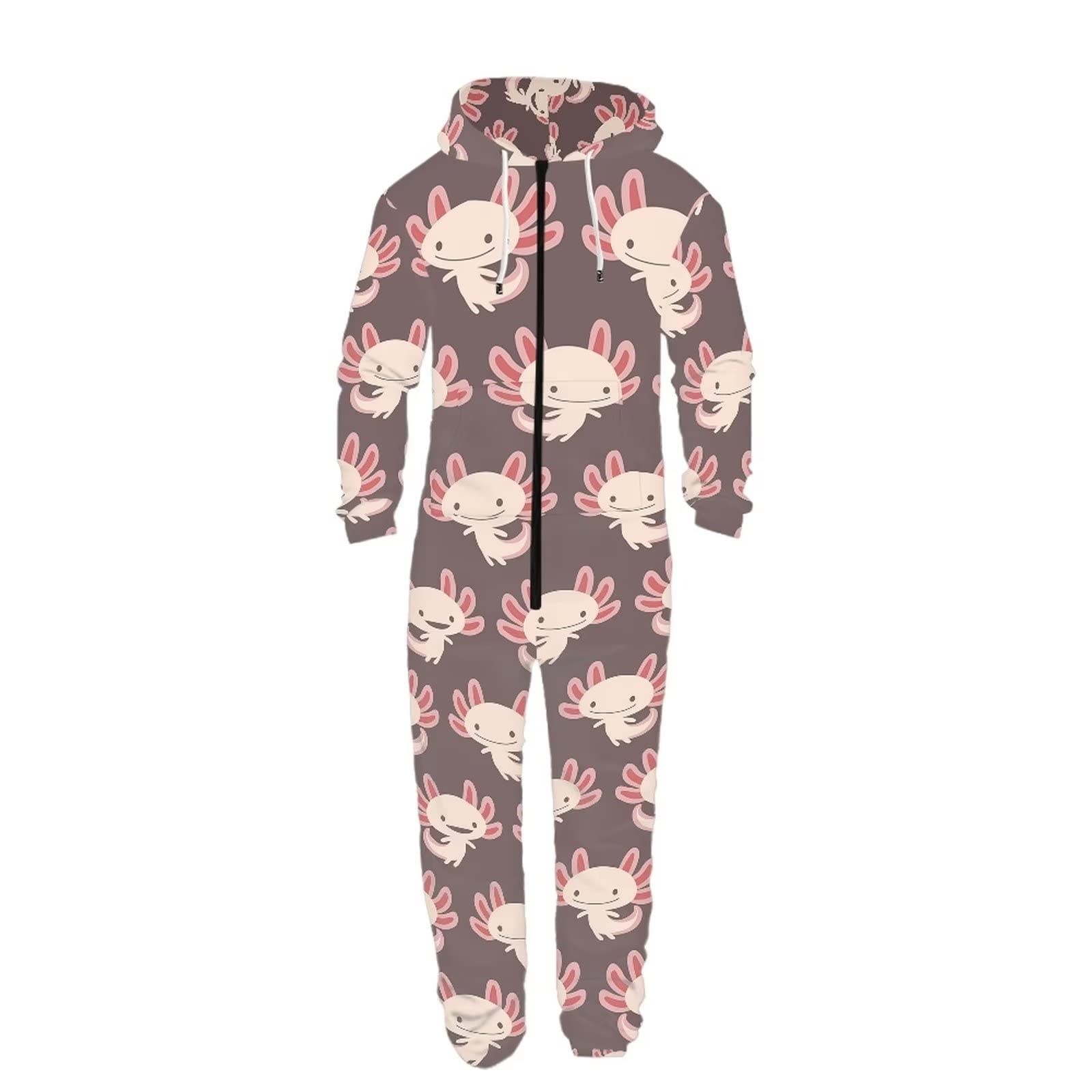 Set pigiama unisex per donna uomo manica lunga con cappuccio tuta con tasche zip up Activewear