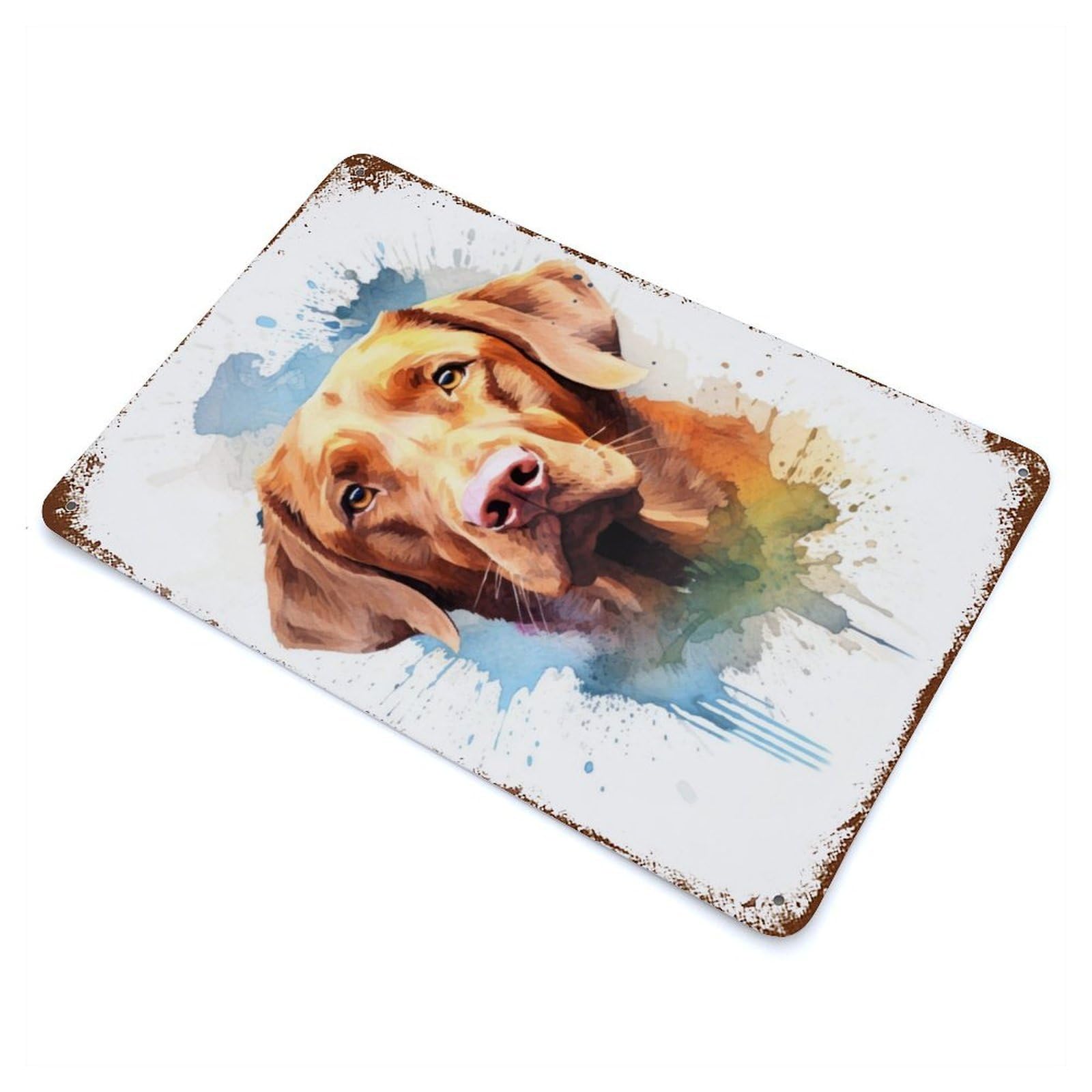 Chesapeake Bay Retriever Aged Metal Wall Plaque 11.8"x7.9", Industrial Home Decor for Pub, Kitchen And Man Cave Decor